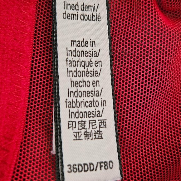 Victoria's Secret Sexy Red Lace Overlay Lined Demi Underwire Bra 36DDD - Picture 8 of 11